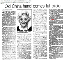 Jill Doggett, article in South China Sunday Morning Post, 1989