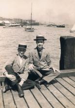 Clement (left) & Noel Braga (right) HMS Hermes visit, 9 January 1926.