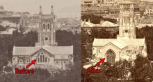 St John's Cathedral eastern window, before & after the 1869-72 extension