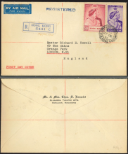 1948 (22 DEC) First Day Registered Air Mail Cover – sent to Master Richard E. Sewell, 69 The Chine, Grange Park, London, N.21, England