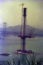 Ting Kau Bridge under construction July 1997