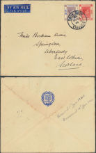 1939 (18 DE) THE HONG KONG CLUB Air Mail Cover - sent to Miss Berkam Kellie, Springlea, Aberlady East Lothian, Scotland.