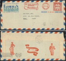 1956 (10 IV) Harilela’s Emporium Metered-stamp Air Mail Cover - sent to John Casco, 2362, A.P.O. 435, (U.S. Forces), Tokyo. (Japan)