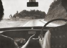 Photo taken from the back seat of a car