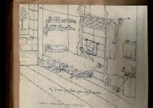 Frank Cheeseman (my grandfather) drawing of stanley interment camp (prisioner of war) hk.