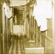 A narrow corridor inside tenement house in Ma Tau Kok