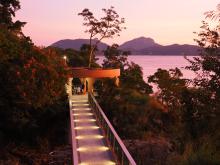 Foot bridge across Waterfall