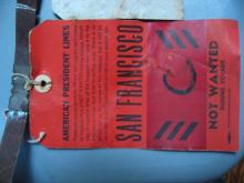 1971 Luggage / cargo tag once on board the S.S. President Wilson.