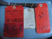 1971 cargo/lugguage tag once on board the American President Passenger ship-S.S. President Wilson.