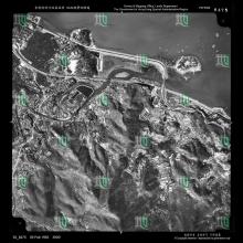 Aerial photo of Tai Po, 1963, shows the area that would later have Wang Fuk Court built on it, at the top near Island House