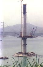 Ting Kau Bridge under construction July 1997