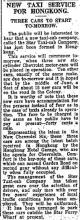 1930 The Star Taxicab Company - Commencement of Taxi Service.