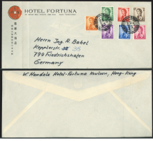 1964 (29 SP) Hotel Fortuna Kowloon Branch Post Office Cover - addressed to Herrn Ing. R. Babel, Kepplerstr.32, 799 Friedrichshafen, Germany