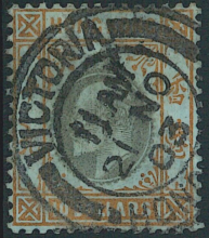 Postmark - 1903 KEVII $10 slate and orange on blue paper, with strike of General Post Office Webb Type Ii-PROUD D72
