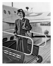 BOAC to Hong Kong the Dragon Route newly qualified stewardess about to depart. 