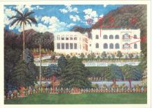Painting of 29 Conduit Road showing features matching a building in a 1906 panorama of Hong Kong