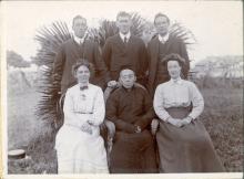 Edward Kirk and Herbert Davies with other CVM missionaries and their Chinese language teacher, 