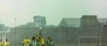 Groundcrew versus Aircrew football match for the ‘Bendum Mendum’ trophy. HAECO hangars in the background.