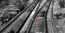 Peak Tram track layout at the upper entrance to the passing loop