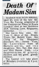 Death of Madam Sim