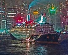 Queen Elizabeth Two QE2  departing from the Ocean Terminal-early 1980s 