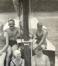 George Stopani Thomson - left - and others on a swimming trip in hong kong