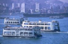 Yaumati Ferries crossing the harbour c.1967