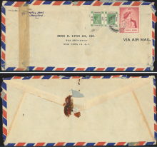 1948 (31 DEC) William S. Lonborg Hongkong Hotel Royal Silver Wedding Air Mail Cover - addressed to RENE D. LYON CO., INC., 903 BROADWAY, NEW YORK 10, N.Y.