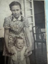 Jo Jo Gowans 12 yrs old and Denis McCarthy 1 year old 1947