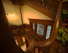 Looking down from the first floor to the ground floor - Kom Tong Hall
