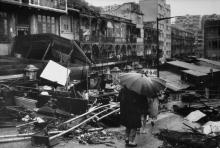 Damage to city done by typhoon Mary.1960