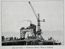 Netherlands Harbour Works Co.: Jetty and Cranes at Hong Kong, ca. 1925