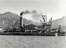 Wesselingh family archive: dredger "Portugal" in Hong Kong, Causeway Bay Reclamation, 1953