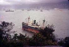 Ship aground on Stonecutterws during Typhoon Wanda 1962 - Crew saved by  JSTS RN Personnel