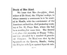 Death of Mrs Rizal