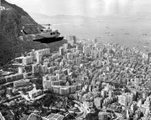 1970s Hong Kong Air Helicopter over Hong Kong