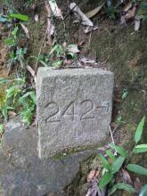 Mysterious marker stone near Wanchai Gap