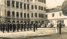 Chief Inspector Jack Hayward on parade with Governor Sir Alexander Grantham c.1950