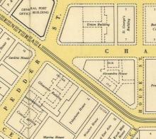 1961 Map of Buildings between Ice House St and Pedder St
