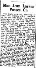 Miss Jean Larken burial, The Hong Kong Telegraph, 1940-12-31 p2