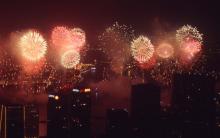 1997 - fireworks over the harbour from Barker Road