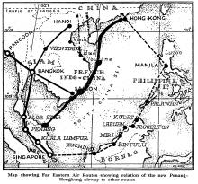 Map Showing First Far- Eastern Air Routes to Hong Kong