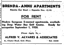 Brenda-Anne Apartments-For Rent-A.V. Alvares-HK Sunday Herald-06-08-1950