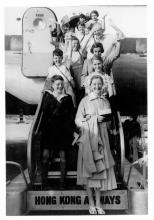 Children arriving at Kai Tak on BOAC, July 1954