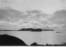 Sunrise over the islands.1957- Lobster Bay.