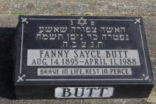 Fanny Sayce Butt Tombstone 