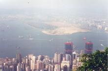View from the Peak towards the Kowloon Land Reclamation in October 1996
