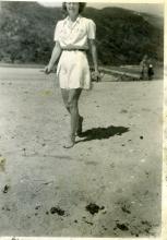Elva Jo Nelson Paget on beach