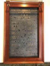 Kowloon Cricket Club Roll of Honour 1914-1918 and 1939-1945