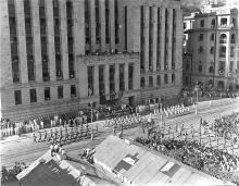 Parade and review during the Japanese surrender celebrations